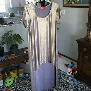 Metallic gold & gray shirt